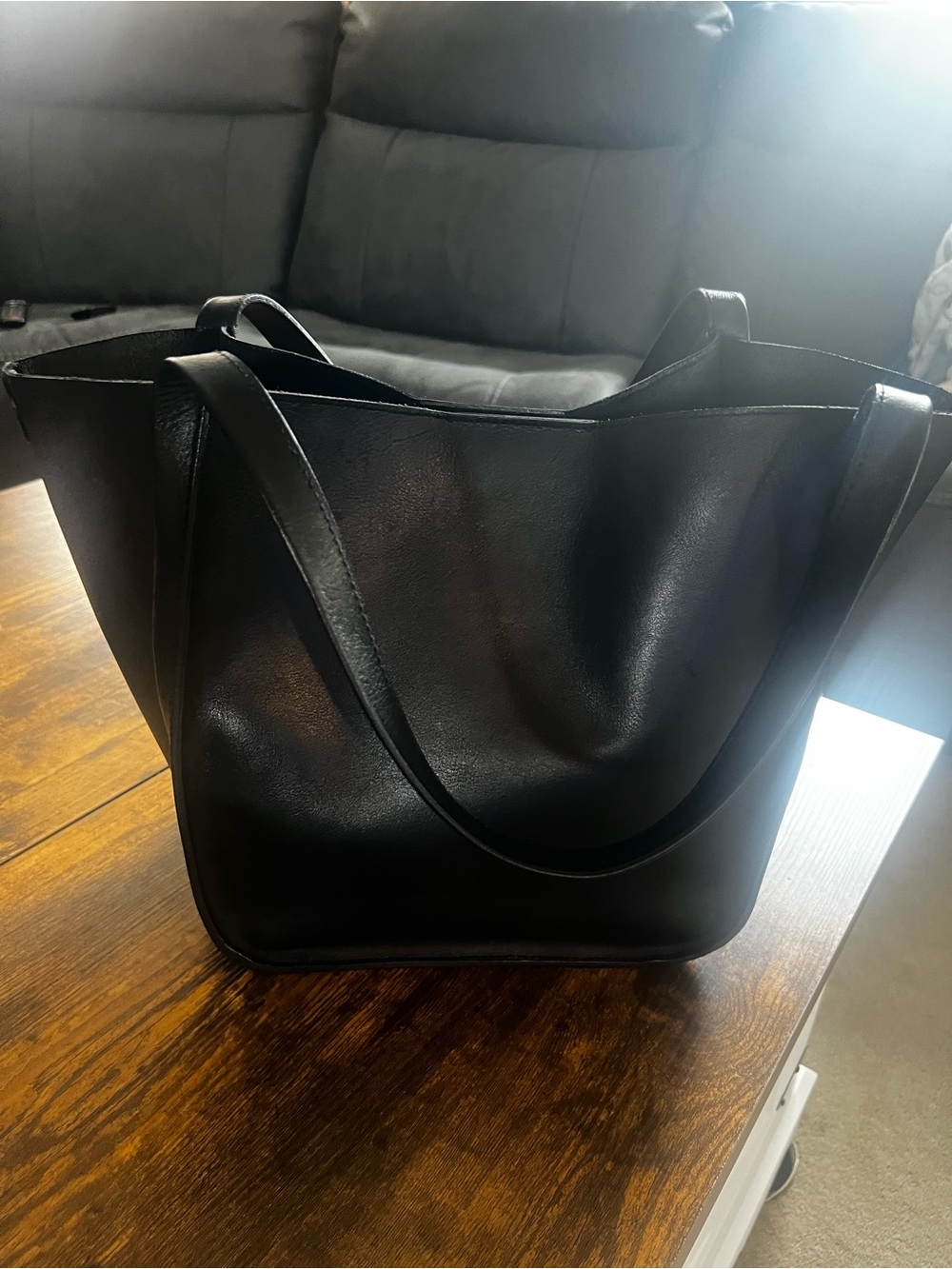Madewell The Sydney Tote True Black Leather Bag-No Strap